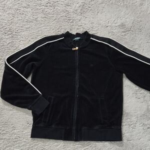 Ralph Lauren Black velvet zip up jacket size S